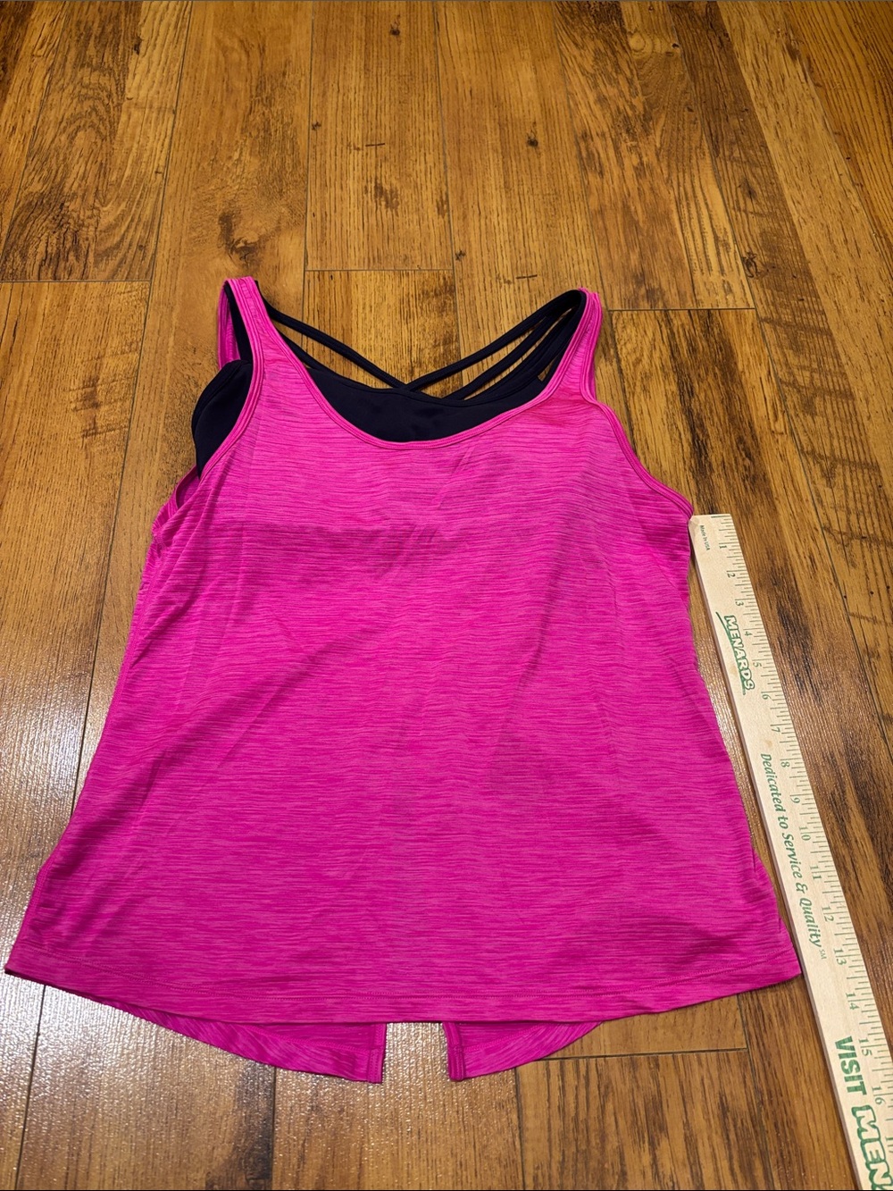 Athleta Hot Pink Layered Tank with Black Strappy Back